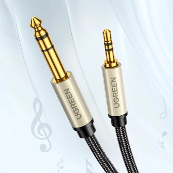 Kabel przewód audio TRS mini jack 3.5mm - jack 6.35mm 5m - szary