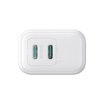 Ładowarka sieciowa 2x USB-C 20W PD QC 3.0 - biała