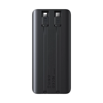 Powerbank 10000mAh z wbudowanymi kablami USB-C iPhone Lightning - czarny
