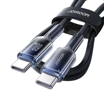 Kabel przewód Crystal-Clear Series 60W USB-C - USB-C 1.2m - czarny
