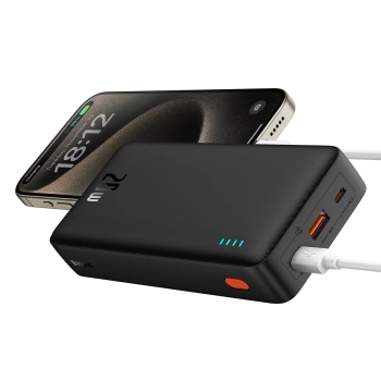 Powerbank 20000mAh Airpow 20W z kablem USB-A - USB-C 50cm - czarny