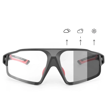 Okulary rowerowe fotochromowe UV400 z etui SP216BK - czarno-czerwone
