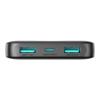 Powerbank JR-PBF12 10000mAh 2.4A 2x USB-A 1x USB-C - czarny