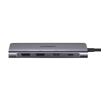 6w1 HUB adapter USB-C - HDMI USB-A USB-C PD czytnik SD TF - szary