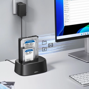 Stacja dokująca do dysków SATA 2.5'' 3.5'' SSD HHD z USB 3.0 zasilacz EU - czarna
