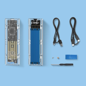 Kieszeń obudowa na dysk TCM2-C3 M.2 NVME na USB-C 10Gb/s - niebiesko-przezroczysta