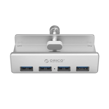 Hub rozdzielacz MH4PU na zacisk do biurka monitora 4x USB-A - srebrny