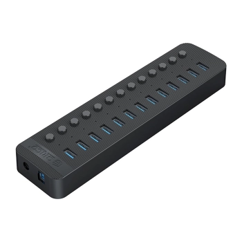 Hub CT2U3-13AB z włącznikami 13x USB-A - czarny
