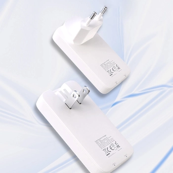 Ładowarka sieciowa podróżna ultracienka GaN 65W USB-A USB-C PD EU / US - biała