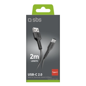 Kabel przewód USB-A - USB-C 2 m - czarny