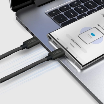 Kabel przewód w oplocie USB-C 60W 1.5m - czarny