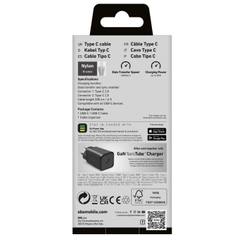 Kabel przewód PD USB-C 60W 2m - szary