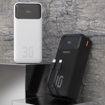 Powerbank 30000mAh z wbudowanymi kablami PD 22.5W - biały