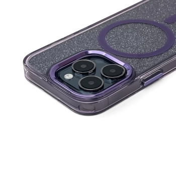 Etui ochronne na Samsung Galaxy S24 FE Glitter Case MagSafe - fioletowe z brokatem