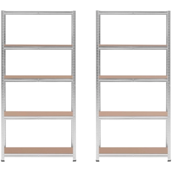 Regał magazynowy metalowy 5 półek 875 kg 90 x 30 x 180 cm szary 2 szt.