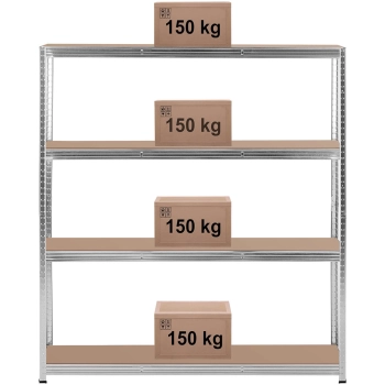 Regał magazynowy metalowy 4 półki 600 kg 160 x 40 x 180 cm szary