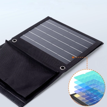 Ładowarka solarna słoneczna turystyczna 22W 2xUSB rozkładana czarna