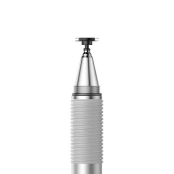Dwustronny pojemnościowy rysik disc stylus + żelopis długopis srebrny