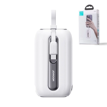 Powerbank 10000mAh Colorful Series 22.5W z kablami USB-C i Iphone Lightning biały
