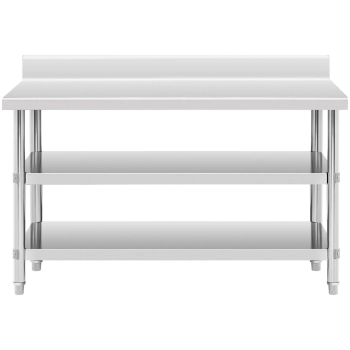 Stół blat roboczy stalowy nierdzewny przyścienny z rantem 2 półki 150x60cm