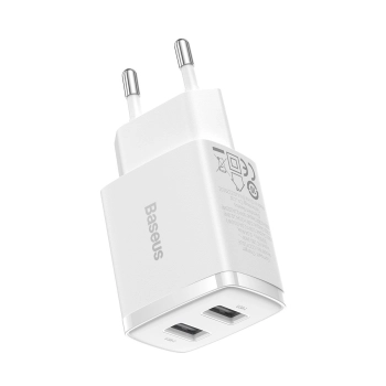 Mała ładowarka sieciowa Compact 2x USB 10.5W biały