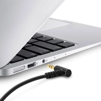 Kątowy kabel przewód audio AUX mini jack 3.5mm 1m czarny