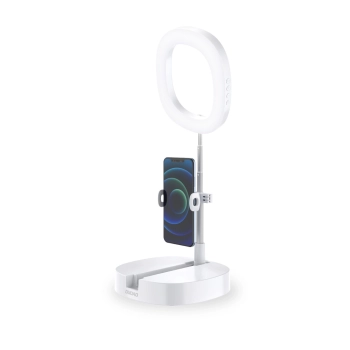 Zestaw statyw + lampa LED Ring Flash do nagrywania filmów YouTube TikTok biały