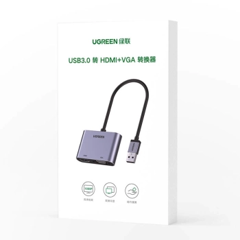 Przejściówka adapter USB - HDMI + VGA szara