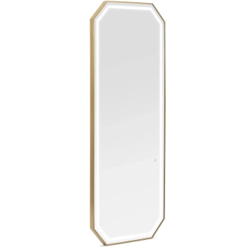 Konsola konsoleta fryzjerska lustro z oświetleniem LED ośmiokątne 180 x 70 cm - złote