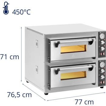 Piec do pizzy dwukomorowy z kamieniem szamotowym na 8 pizz śr. 25 cm 8400 W