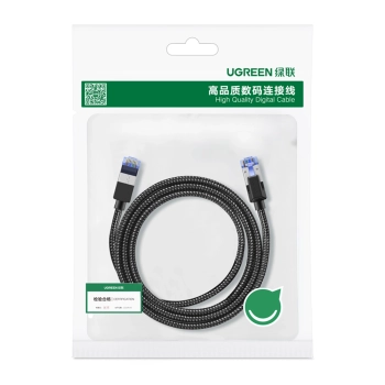 Kabel sieciowy patchcord Ethernet RJ45 Cat8 miedziany rdzeń 1.5m - czarny
