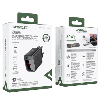 Ładowarka sieciowa A102 GaN USB-C PD 30W - czarna