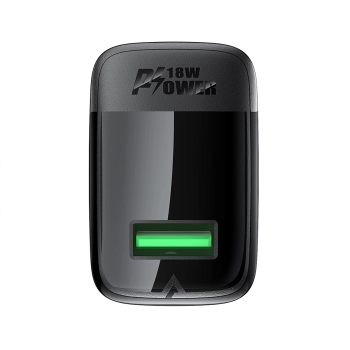 Ładowarka sieciowa A90 GaN USB-A QC 18W + kabel USB-C - czarna