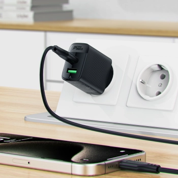 Ładowarka sieciowa A78 GaN USB-A USB-C PD 20W - czarna