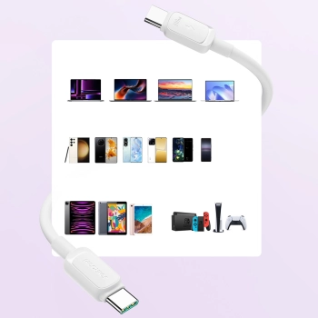Kabel przewód Multi-Color Series A14 USB-C - USB-C 100W 1.2 m - biały