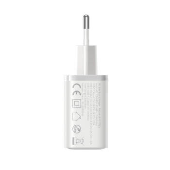 Ładowarka sieciowa USB-C - USB-A 30W PD - biała
