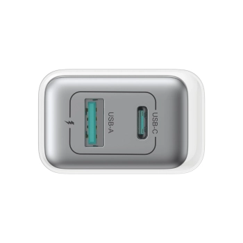Ładowarka sieciowa USB-C - USB-A 30W PD - biała