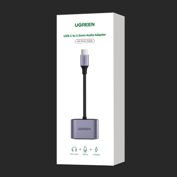 Adapter przejściówka audio USB-C - USB-C + mini jack 3.5mm - szary