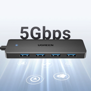 HUB rozdzielacz portu USB-A 3.0 na 4 porty USB-A 3.0 kabel 1m - czarny
