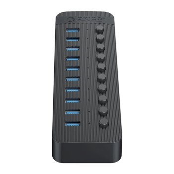 Hub CT2U3-10AB z włącznikami 10x USB-A - czarny