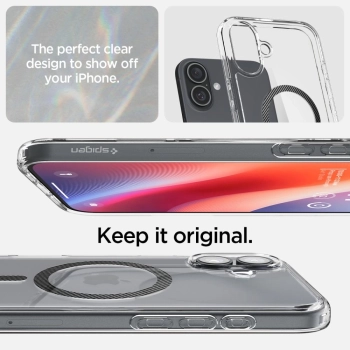 Etui ochronne na iPhone 16 Ultra Hybrid MagSafe Carbon Fiber - przezroczysto szare