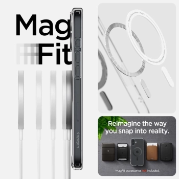 Etui ochronne na iPhone 16 Ultra Hybrid MagSafe Carbon Fiber - przezroczysto szare