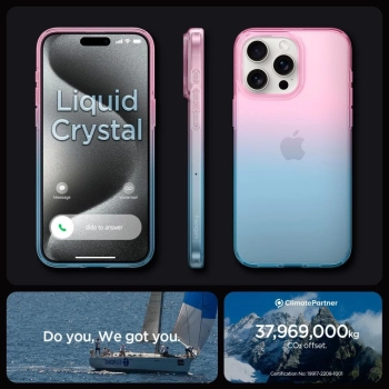 Etui case na iPhone 15 Pro Liquid Crystal - różowo niebieskie