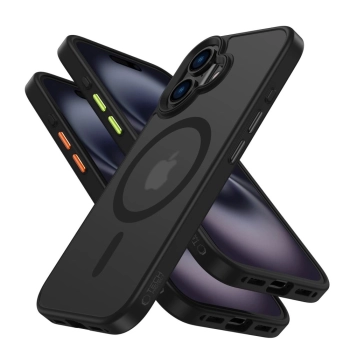 Etui case na iPhone 16 z nakładkami na przyciski MagMat Magsafe - czarny mat