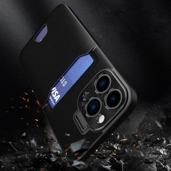 Etui pokrowiec portfel na kartę z podstawką na Samsung Galaxy S23 Leather Stand Case - czarne
