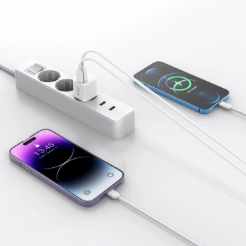 Ładowarka sieciowa C20W mini USB-C PD 20W / USB-A QC 3.0 - biała
