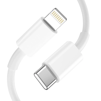 Ładowarka sieciowa USB-C PD 20W / USB-A QC 3.0 z kablem USB-C / iPhone Lightning - biała