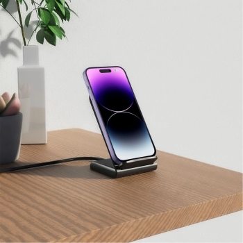 Ładowarka indukcyjna do smartfona w formie stojaka 15W - czarna