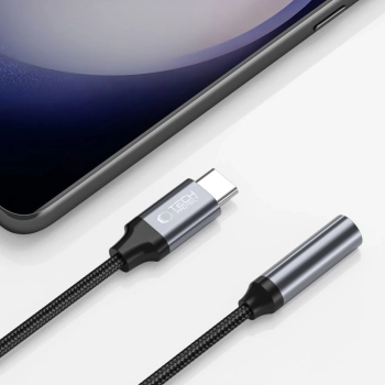 Adapter przejsciówka USB-C - mini jack 3.5mm - czarny