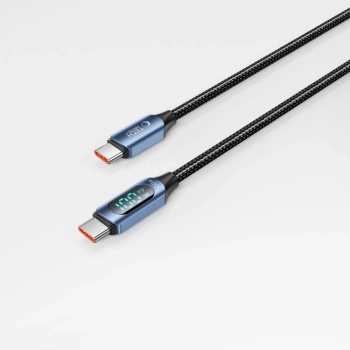 Kabel przewód z wyświetlaczem LED USB-C PD 100W 5A 1m - niebieski